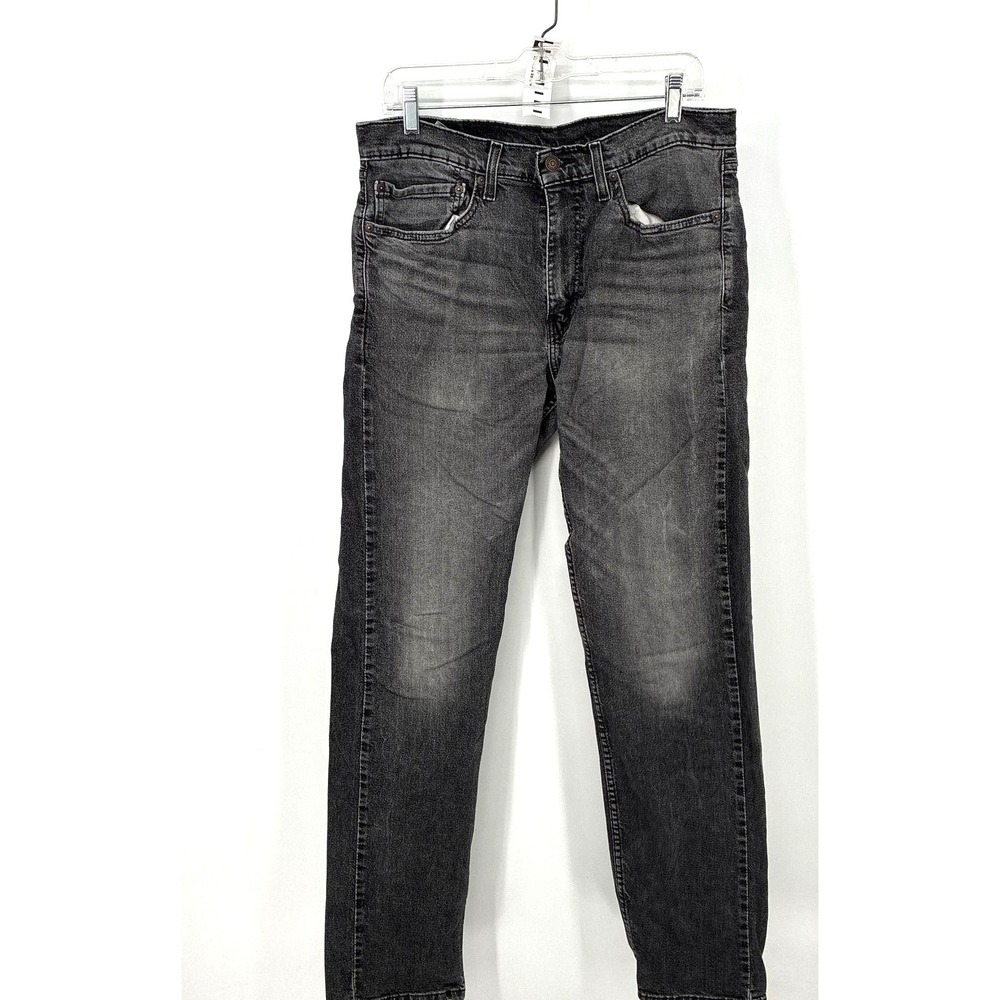 Levi's 505 Black Cotton Blend Straight Leg Mid Rise Men's Denim Jeans SZ 34/34